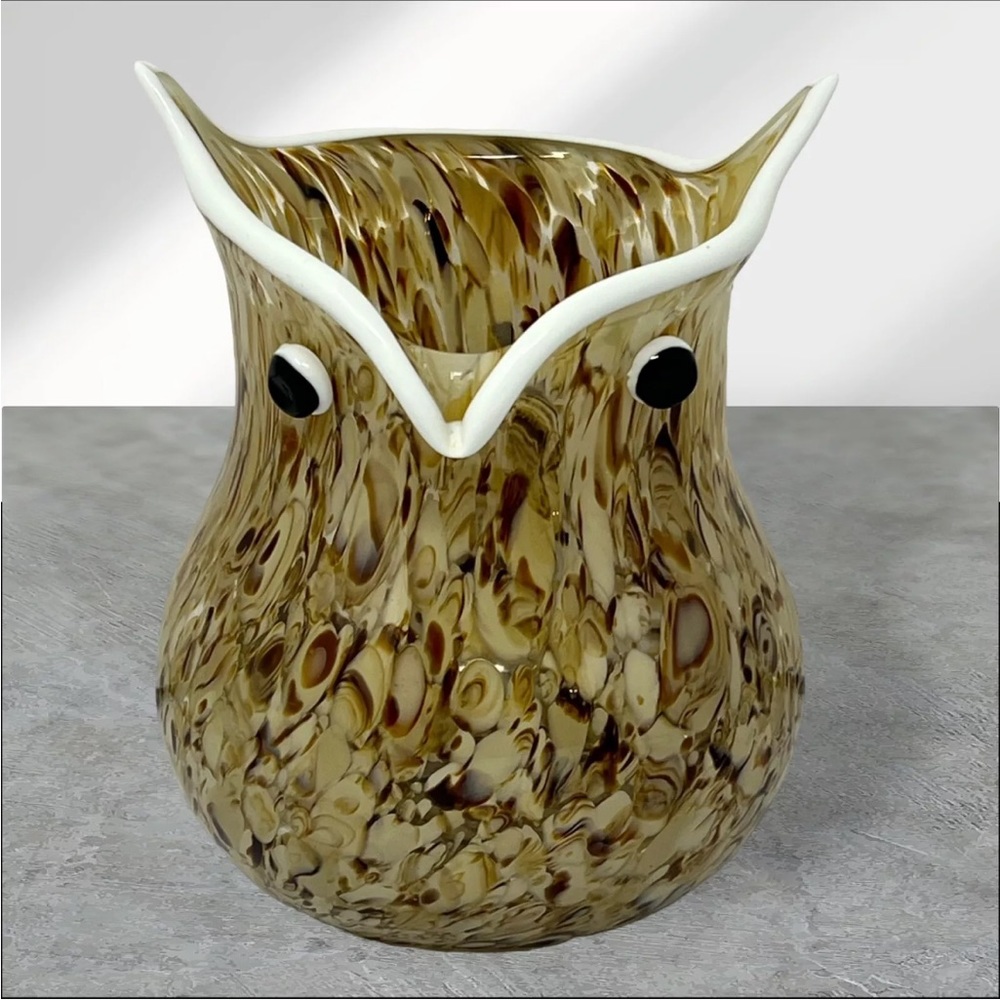 Glass Owl Vase Hand Blown Glass Approximately‎ 6 Inches Tall